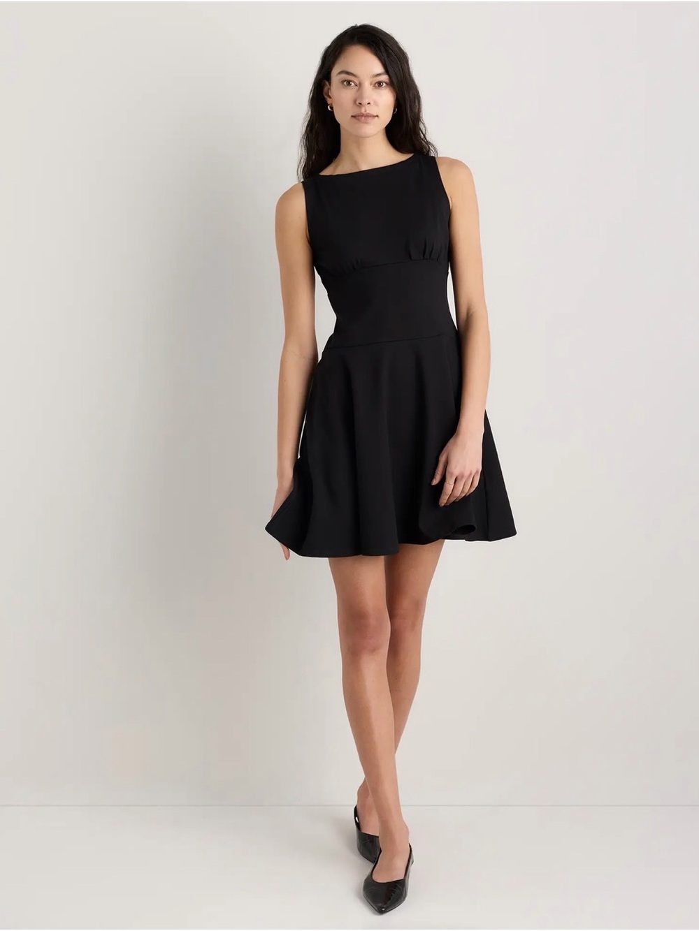 Quince Organic Stretch Jersey Drop Waist Mini Dress Black XL